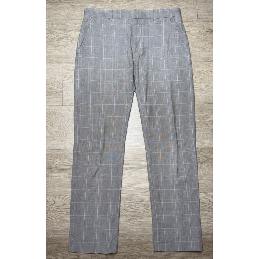 Banana Republic Modern Fit Gray Dress Pants Plaid Size 30x30 Flat Front